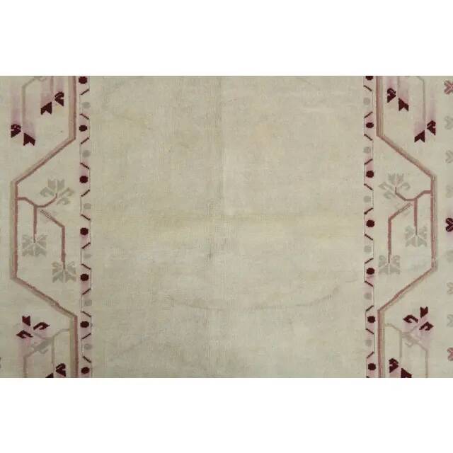 1970s vintage Turkish Oushak handmade wool cotton beige area rug 176x267