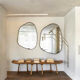 Irregular trapeze mirror organic brass black minimalist