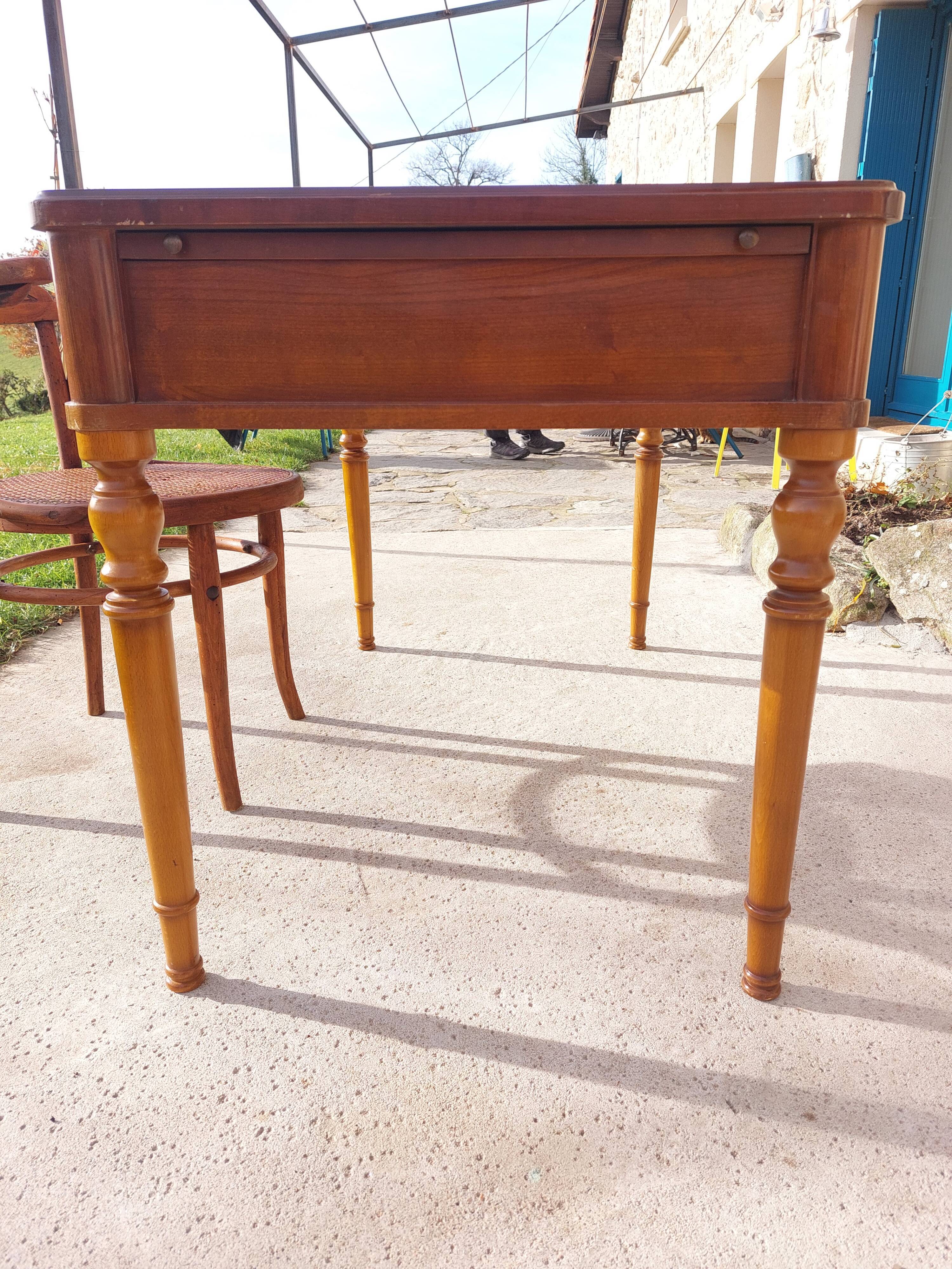Green leather tray desk