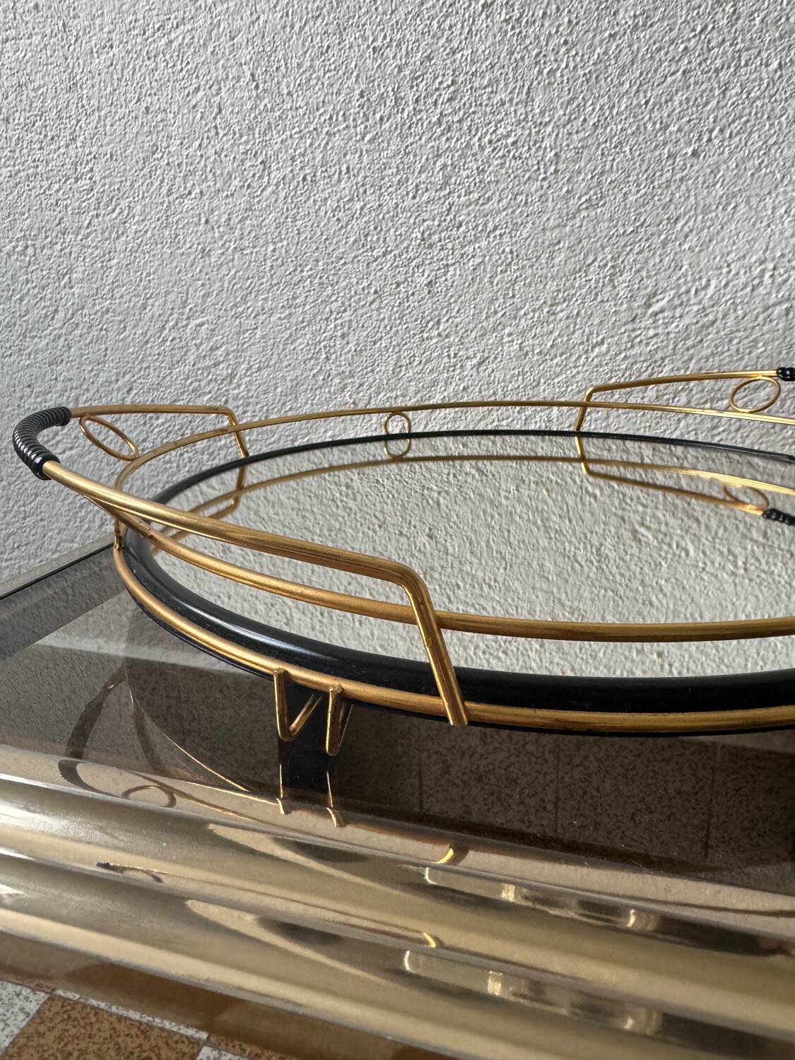 Plateau miroir laiton années 60