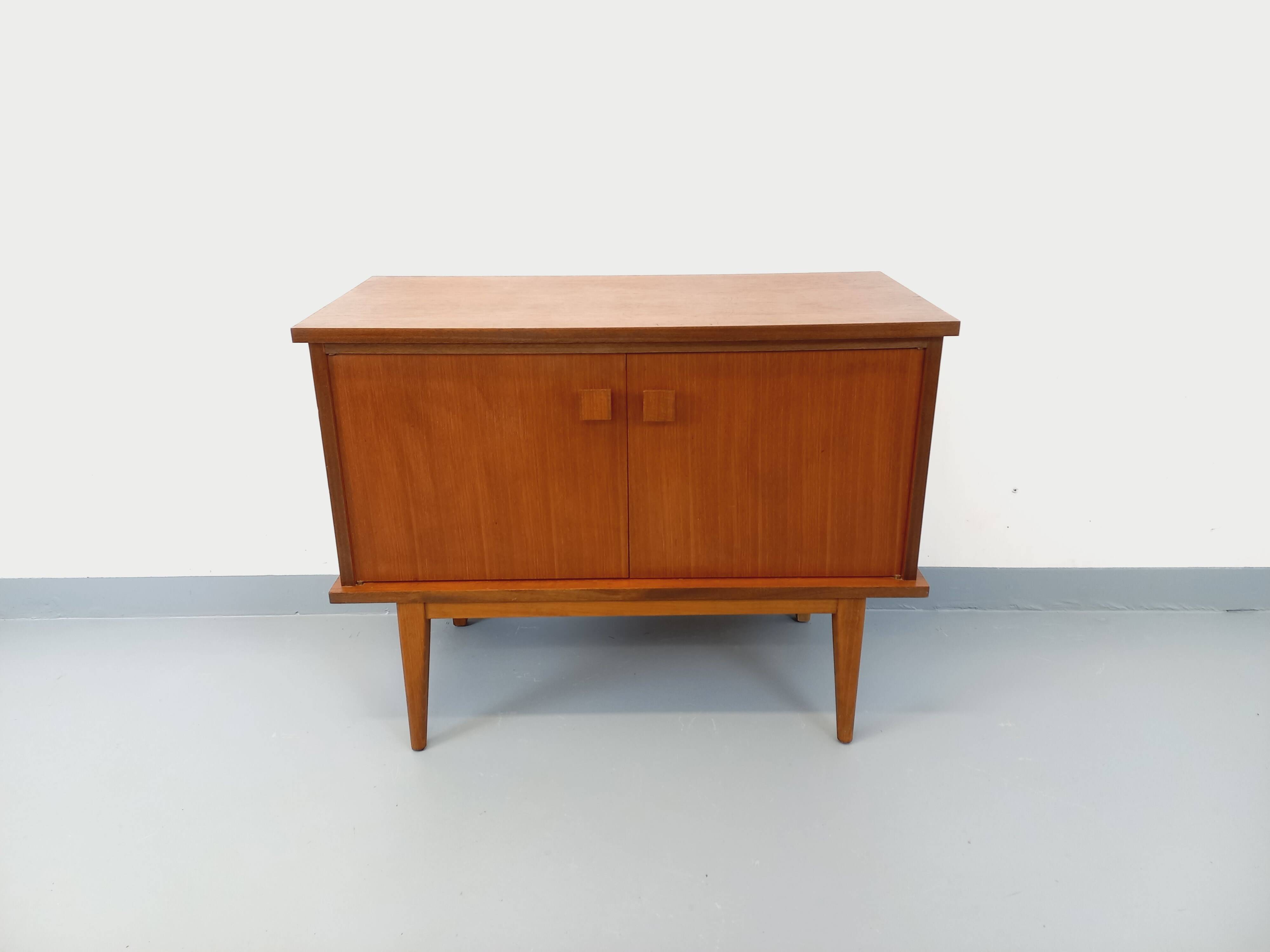 Small vintage Scandinavian teak sideboard from the 1960s.