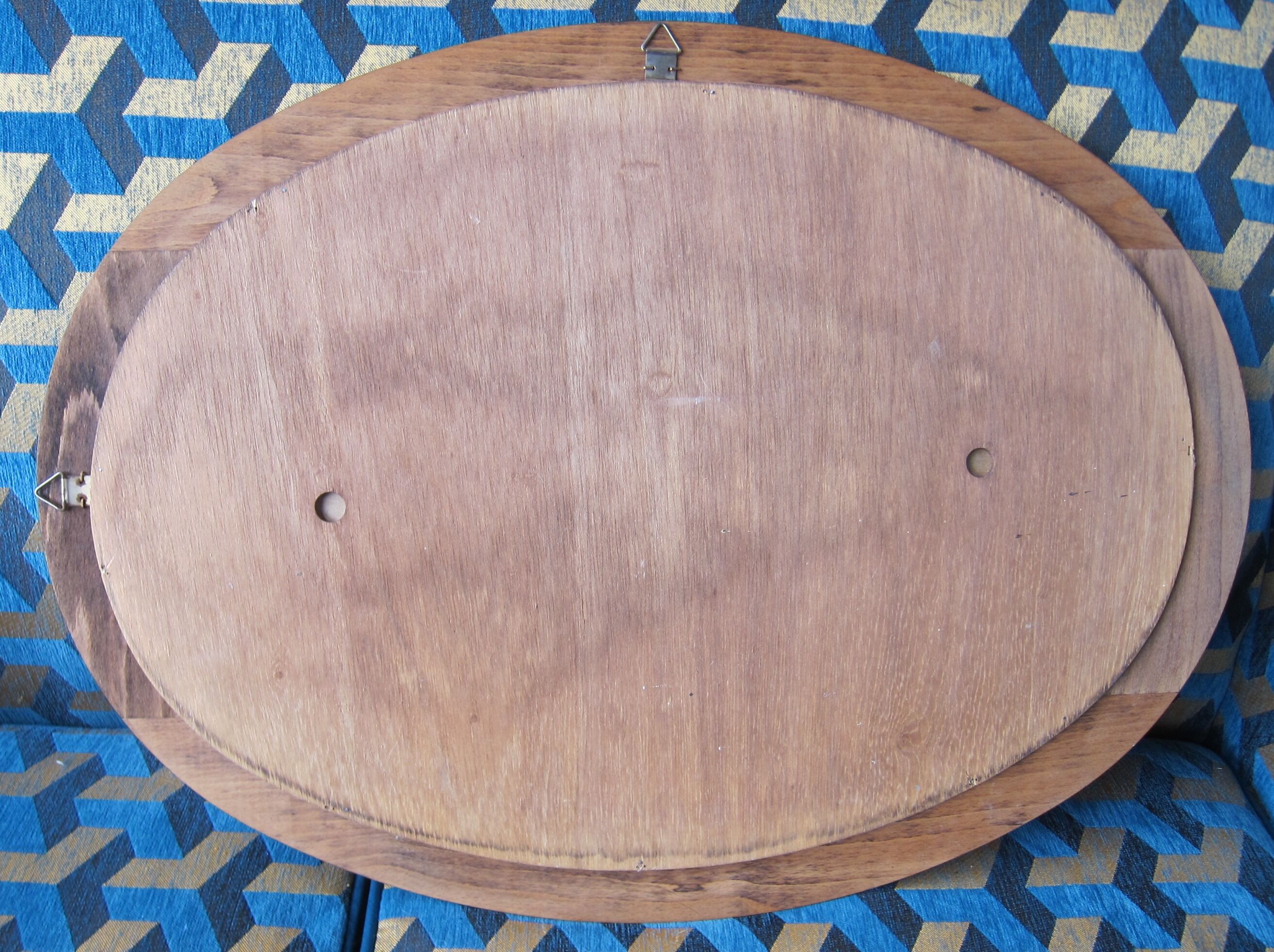 Blue pine oval mirror 50x67cm
