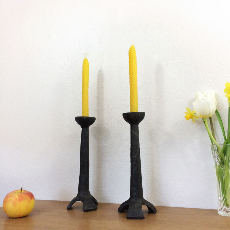 Pair of candlesticks gross cast-iron