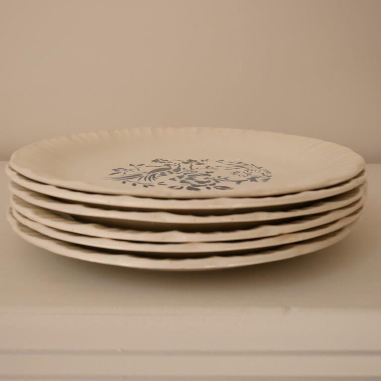 Set of 6 plates Digoin and Sarrguemines, Touraine model