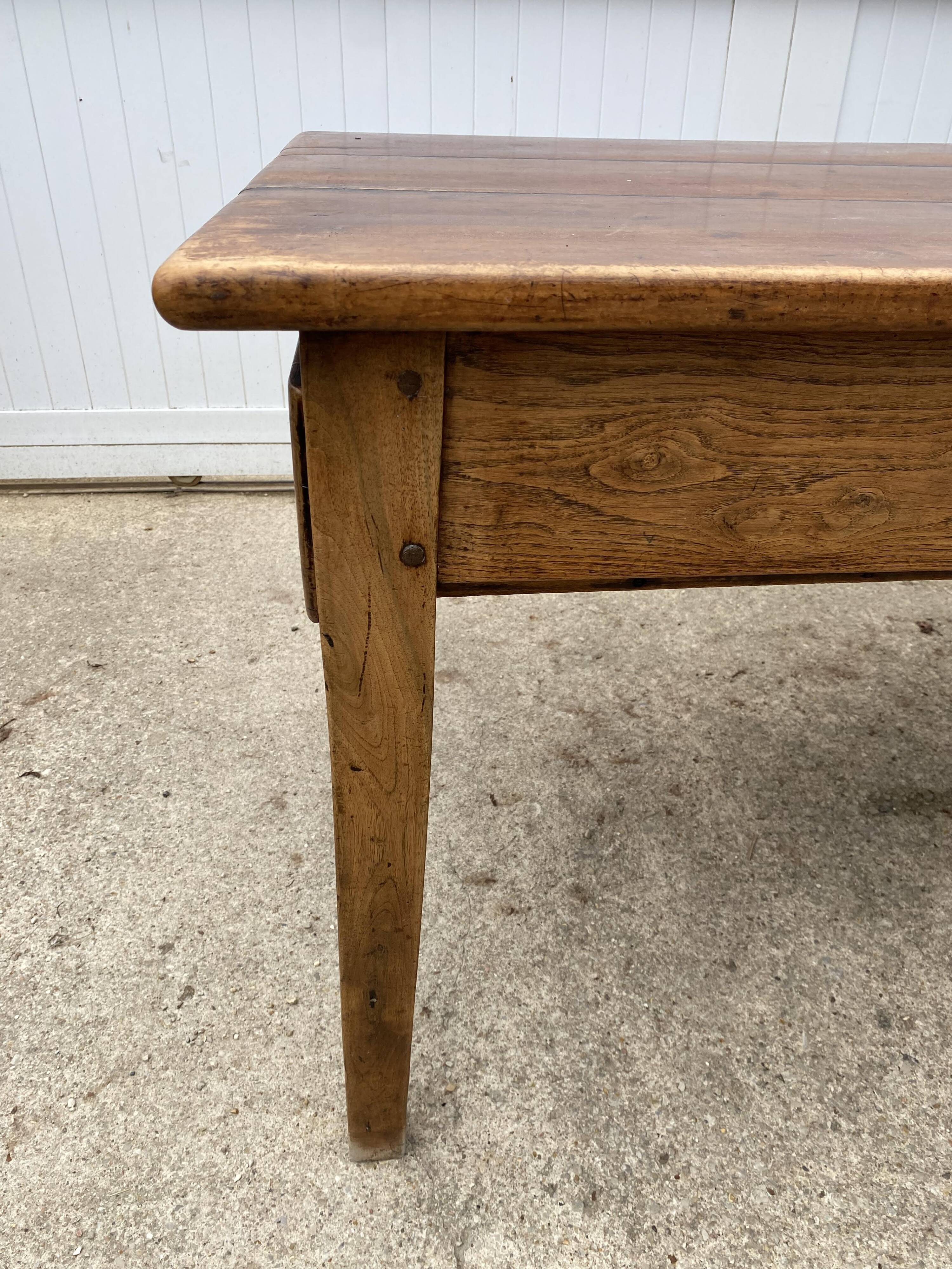 Solid wood farmhouse table with 2 drawers, 1900