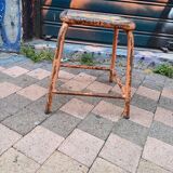 Square stool industrial workshop metal and wood tube