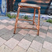 Tabouret carré atelier industriel tube métal et bois
