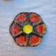 Ceramic oyster dish for 6 Barbotina handcrafted painted and enameled from Vallauris France 1970s