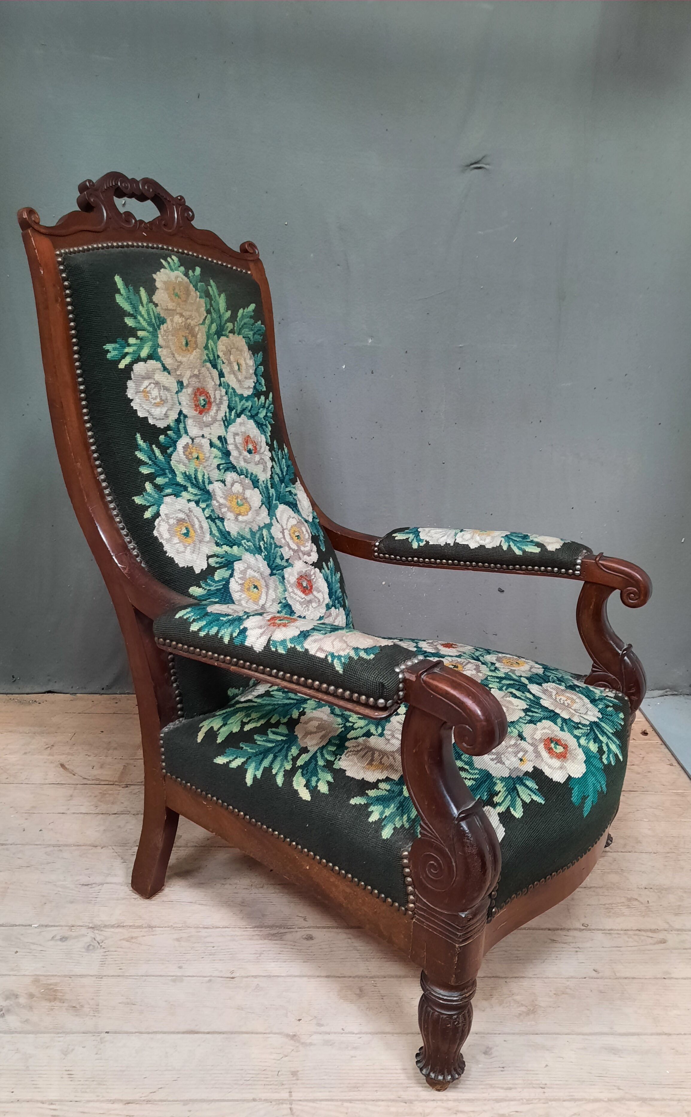 Stamped voltaire armchair