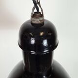 Black Enamel Industrial Pendant Lamp from AEG, 1930s