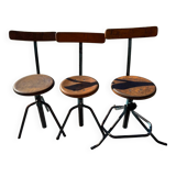 Three industrial workshop stools from the 50s/60s