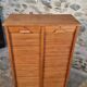 Armoire à rideaux vintage en chêne français – années 1960 – rangement de bureau avec étagères réglables
