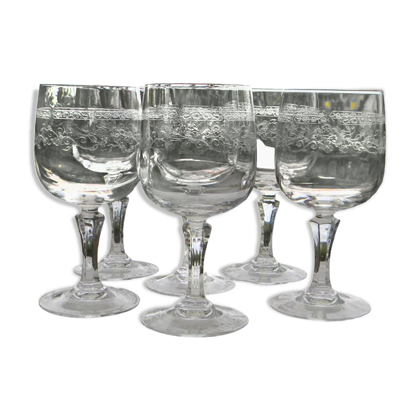 Lot de 6 verres à vin rouge cristal d'arques modèle Matignon