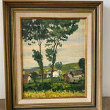 Signed village landscape