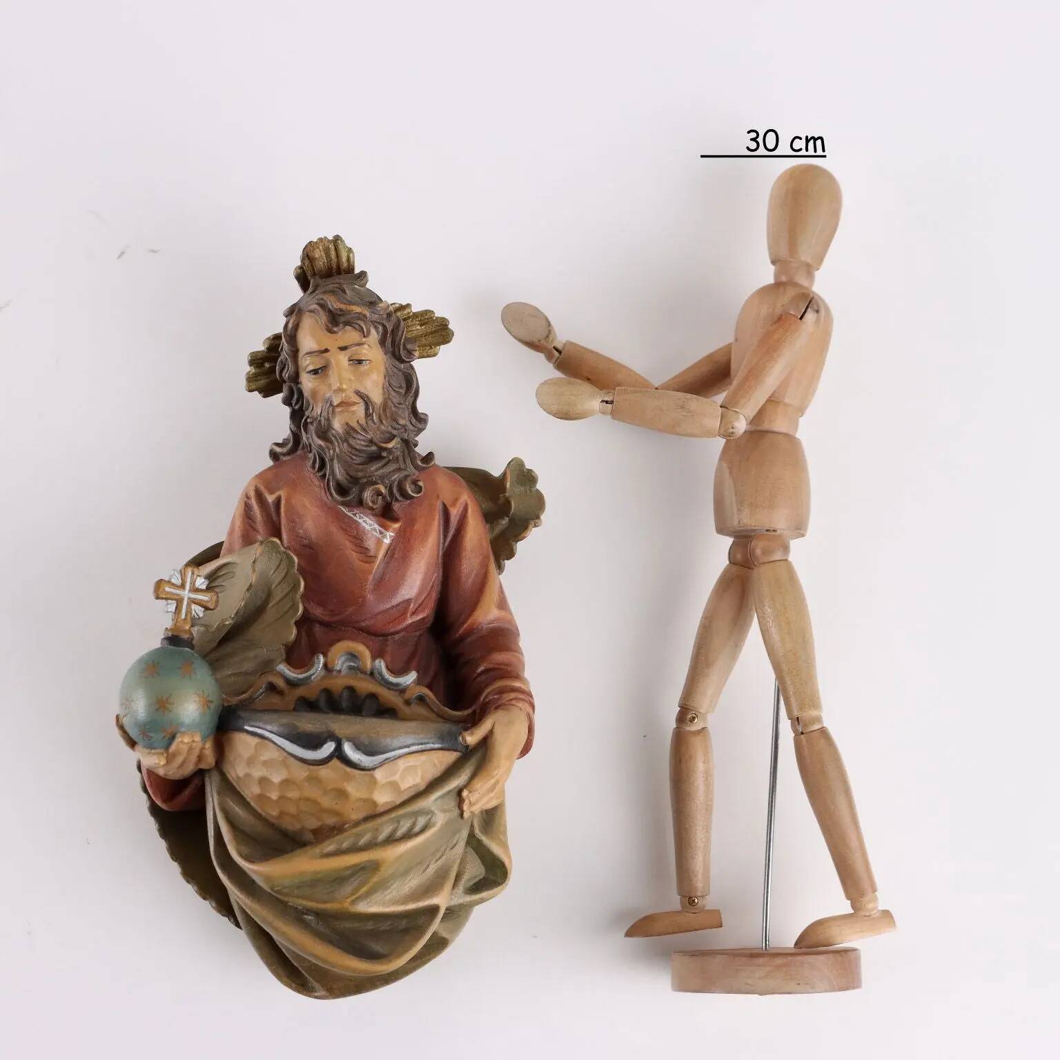 Antique holy water font with religious subject, Italy, 20th century.