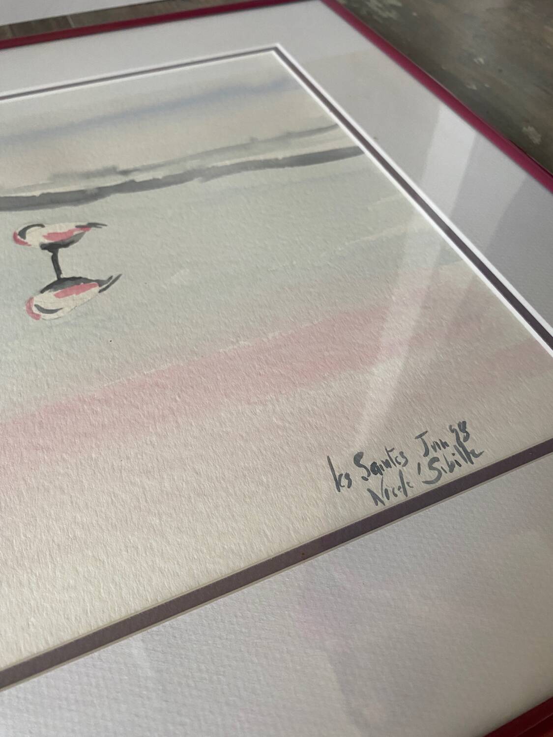 Watercolor flamingos