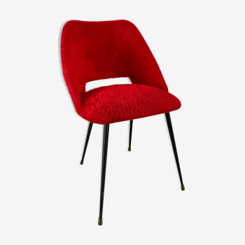 Red moumoute chair vintage compass feet 50s-60s