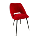 Chaise moumoute rouge pieds compas vintage années 50-60
