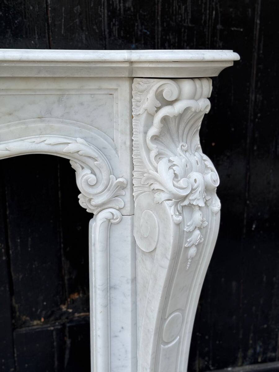 Impressive Louis XV Style Fireplace in Very Fine Carrara Marble