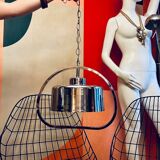 Vintage chrome metal chandelier 70' mid century design