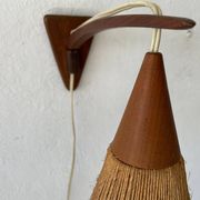 Teak wall lamp with natural ropes by Ib Fabiansen for Fog & Mørup, 1960s, Denmark.