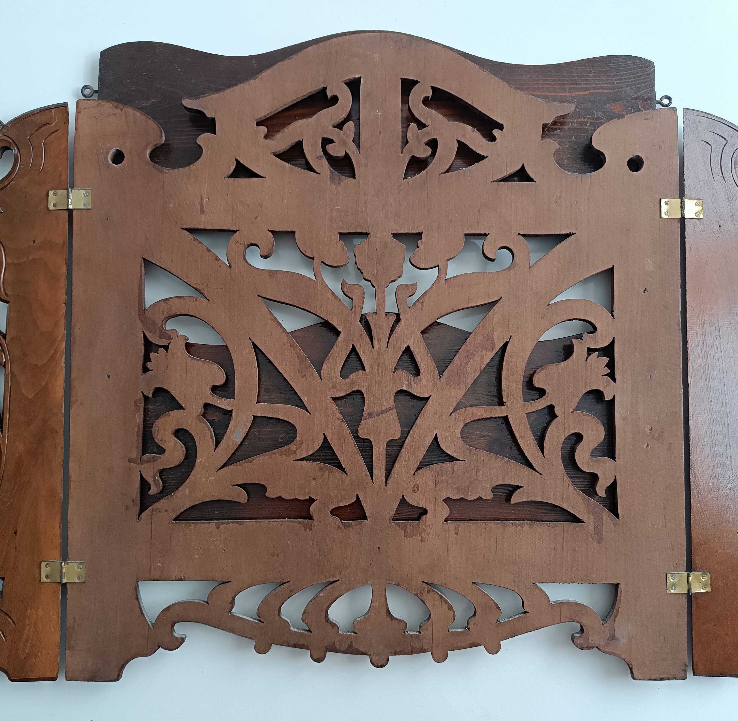 Art Nouveau openwork wooden shelf