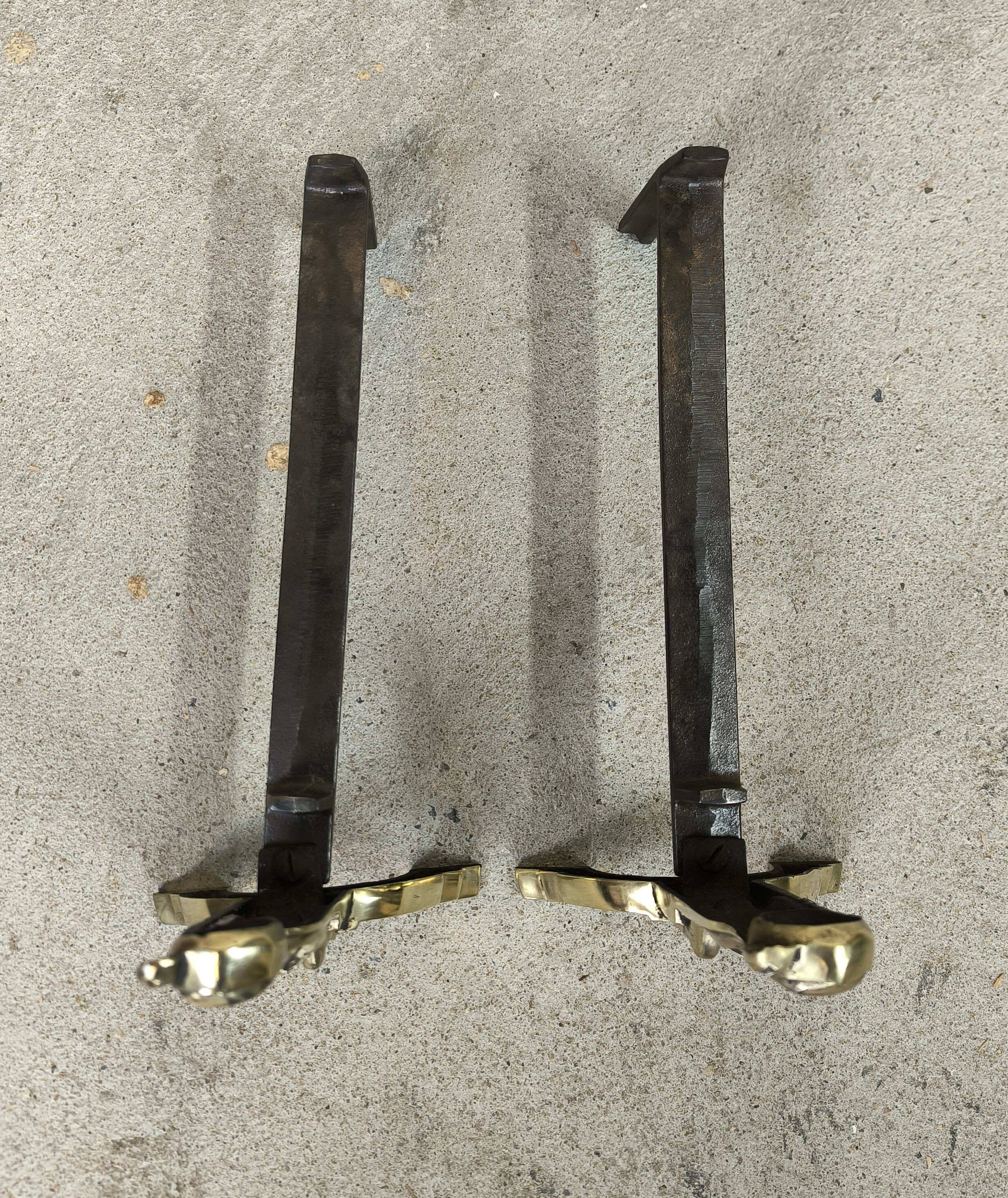 Pair of bronze "Shamans" andirons by Anton Prinner