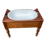 Ancien bidet vers 1900 bois et porcelaine