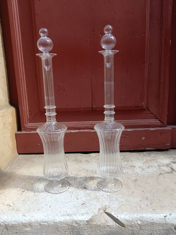 Paire de carafes avec pipettes / Carafes de décoration / Flacons de parfum