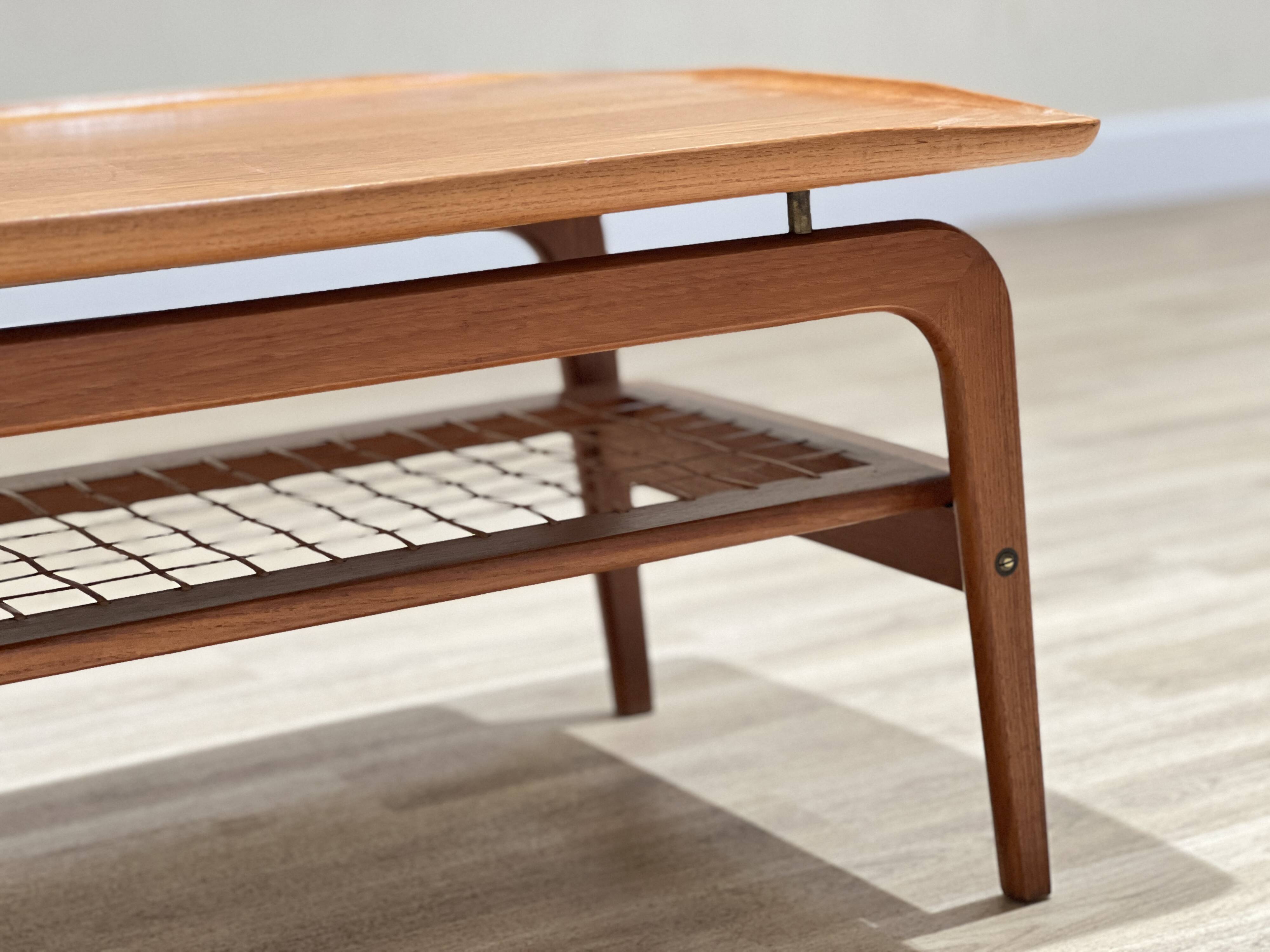 Arne Hovmand-Olsen coffee table with a rattan rack