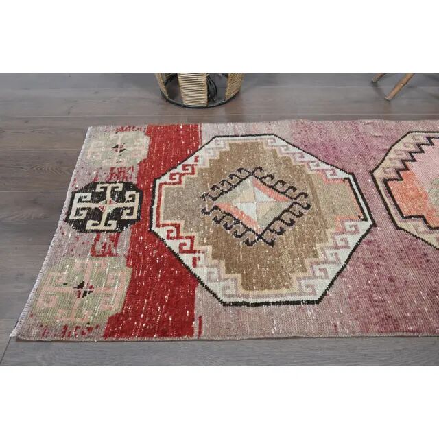Vintage Turkish Oushak Wool Handmade Runner 74x352