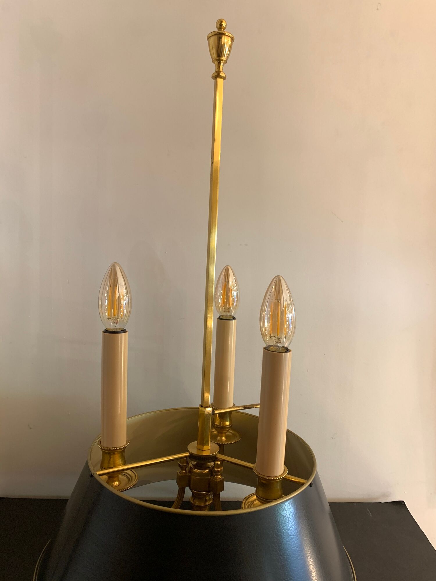 Hot water bottle lamp, 3 lights in bronze Lucien Gau, XXth