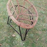 Pair of mid century bamboo and iron pod chairs, 1960s
