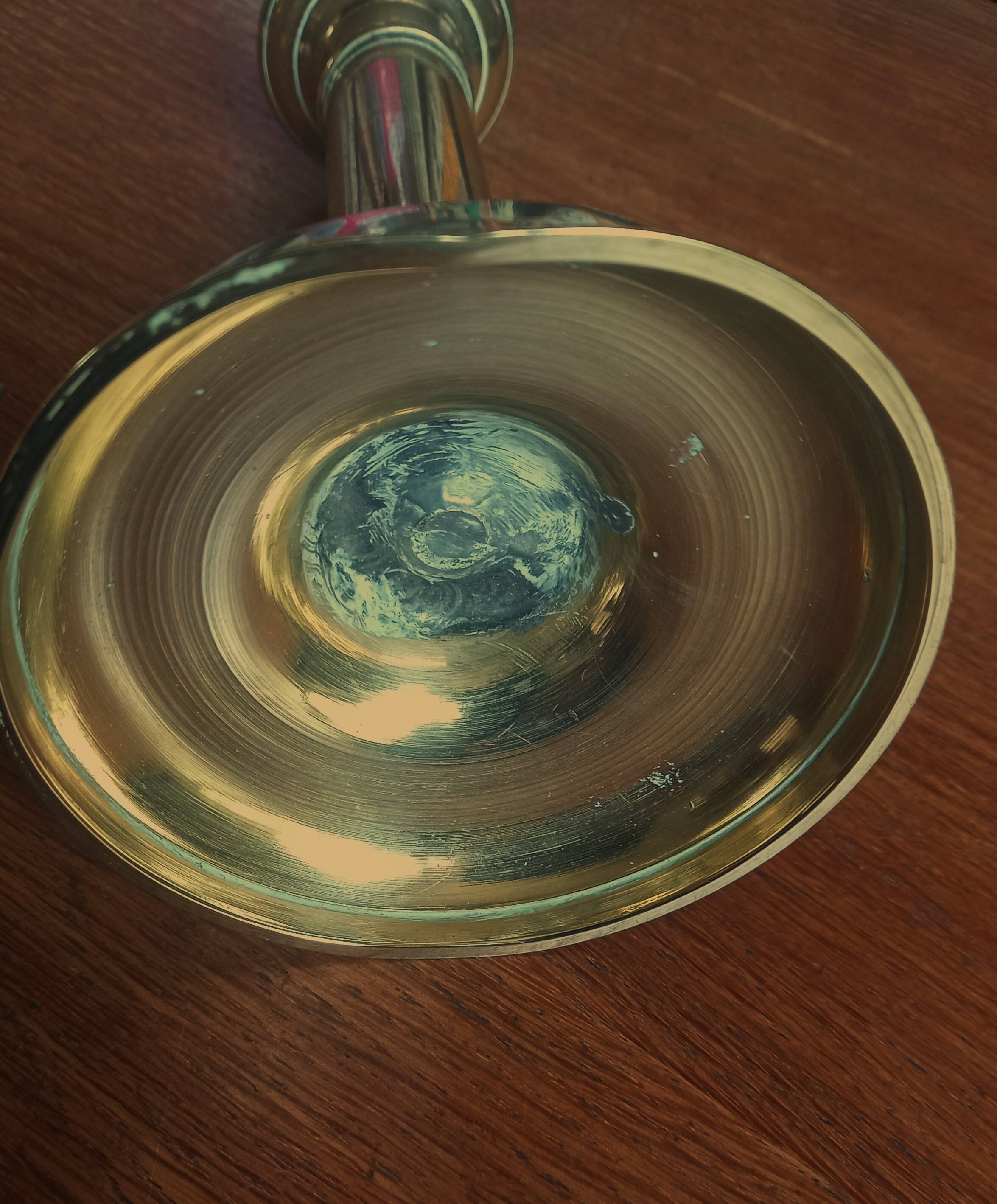 Brass torch candle holder push decor