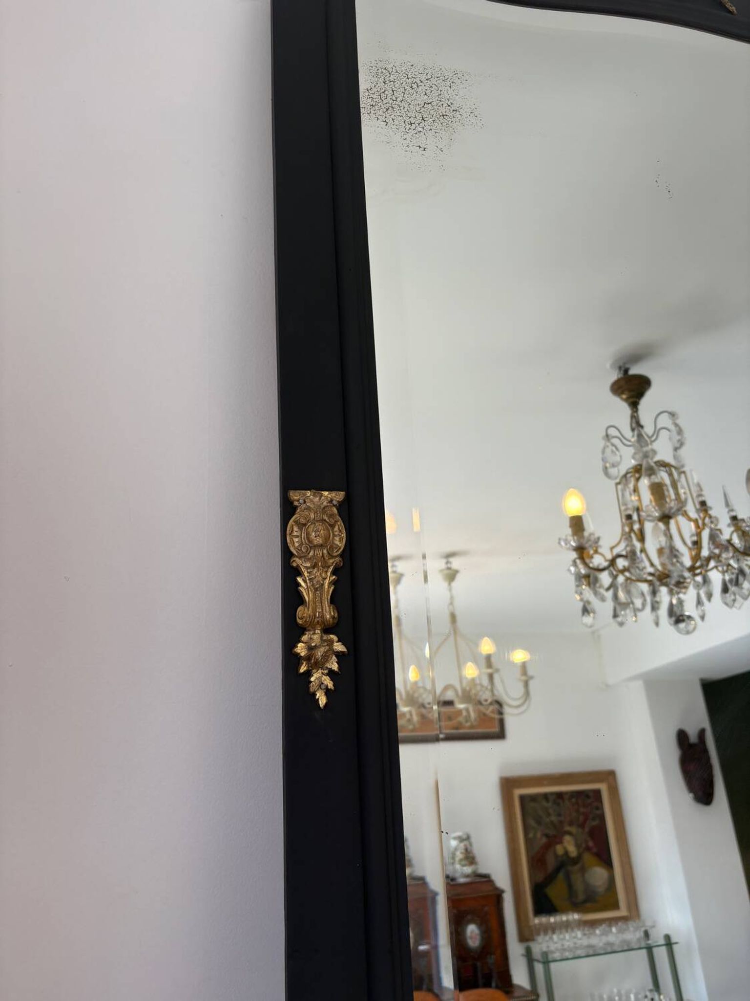Large matte black mirror