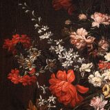 Antique painting from the 17th century, still life with flower vase