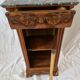 Elegant antique Napoleon III side table in walnut with black marble veneer.