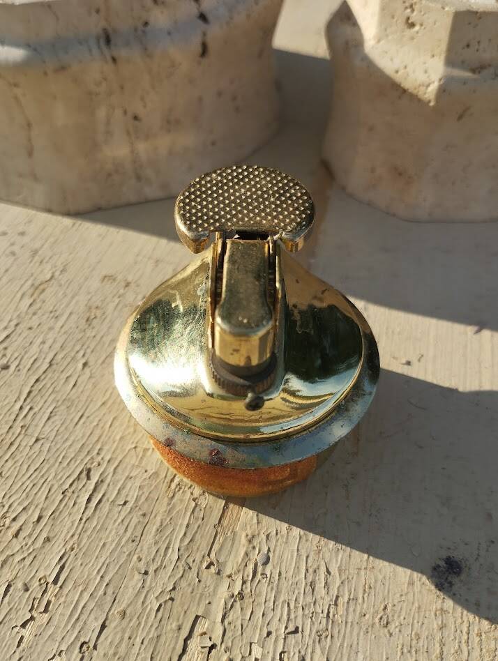 Vintage Ashtray & Lighter Duo in Travertine – Italy, 1970