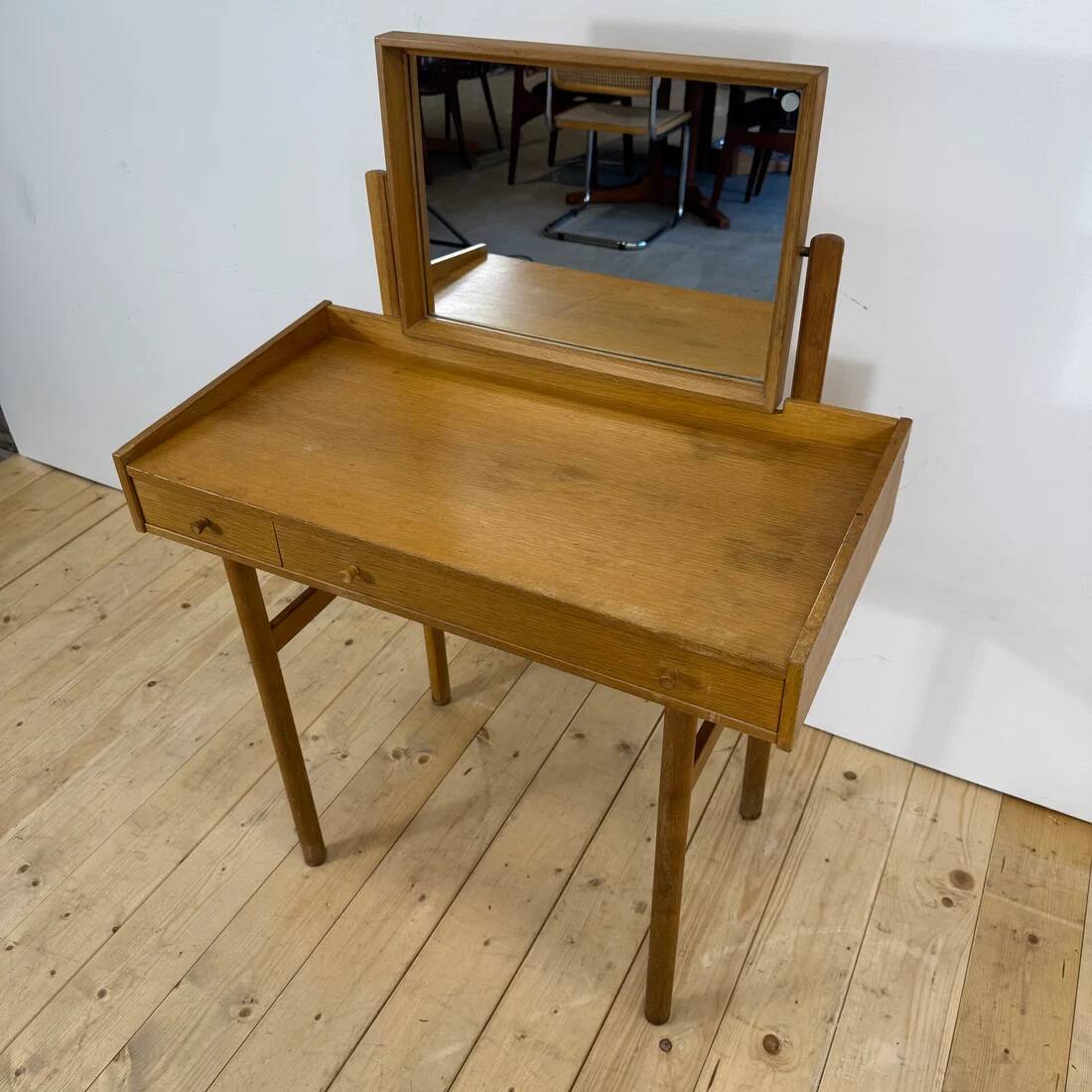 Table de maquillage en teck avec miroir, Danemark 1960