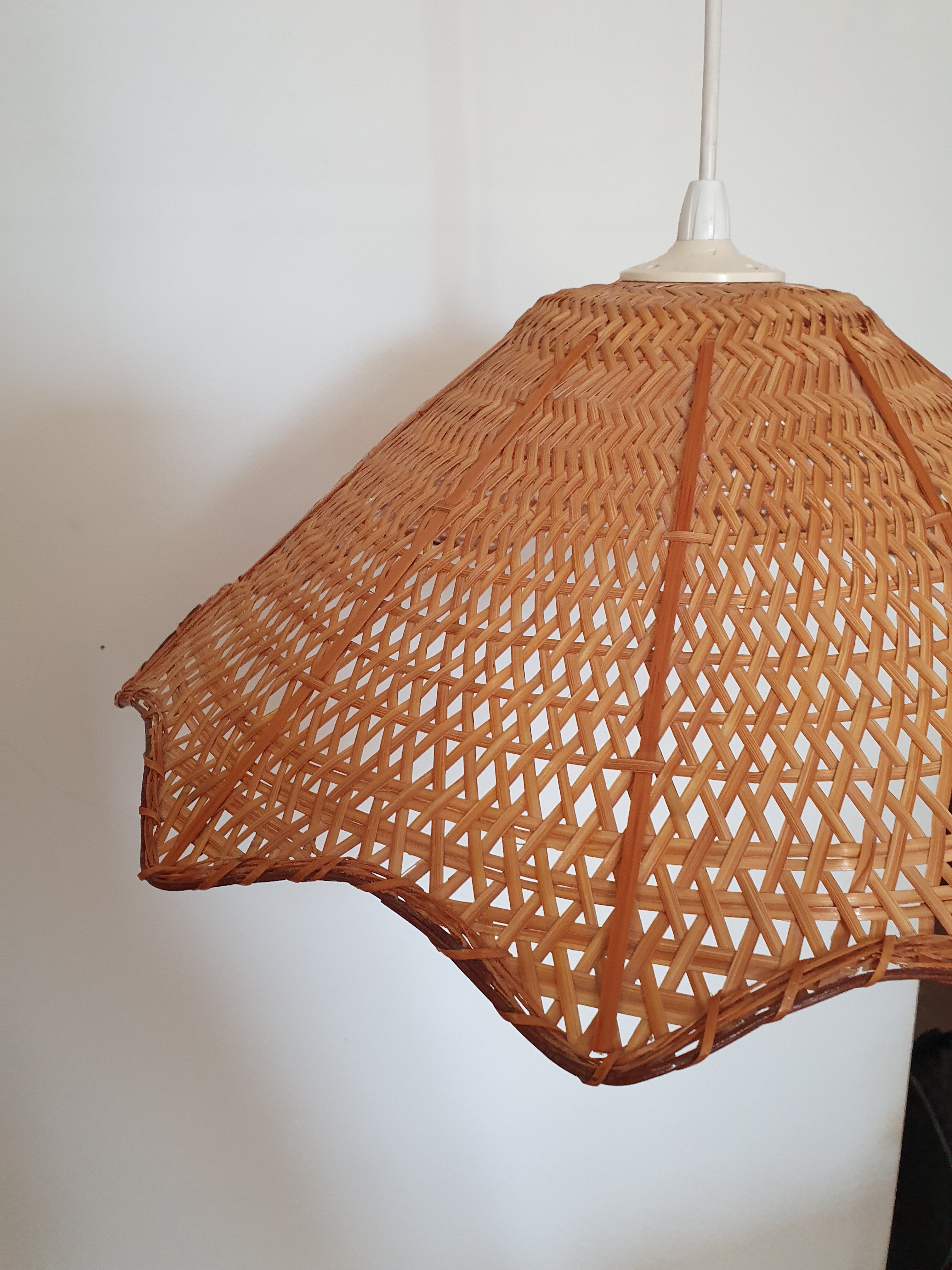 Pendant light in wicker, seventies