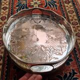 Silver metal serving tray