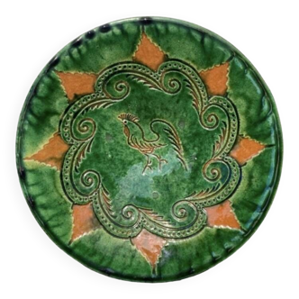 Decorative green bird terracotta plate / Ubeda dish