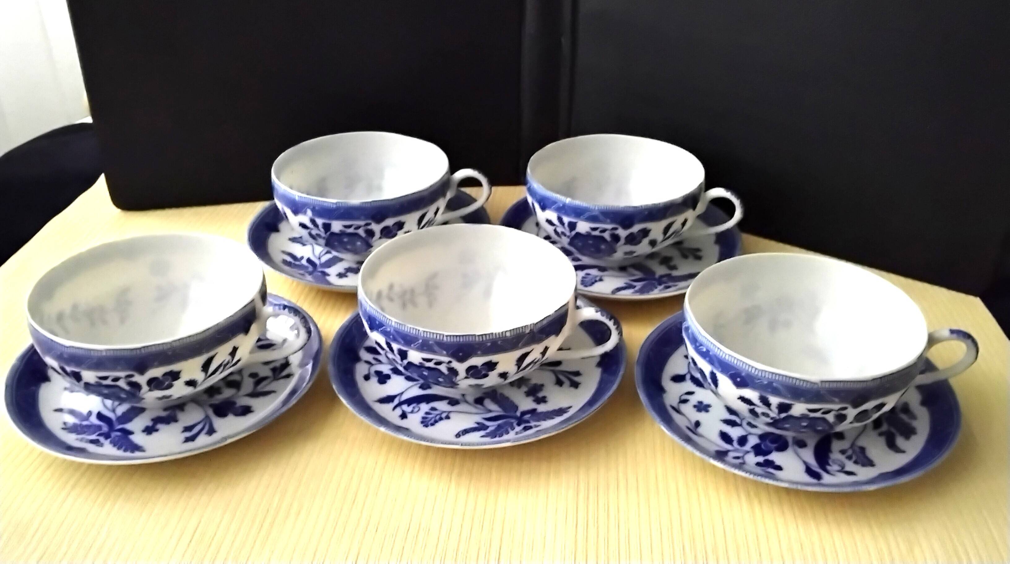 5 cups for tea or coffee in Japanese porcelain
