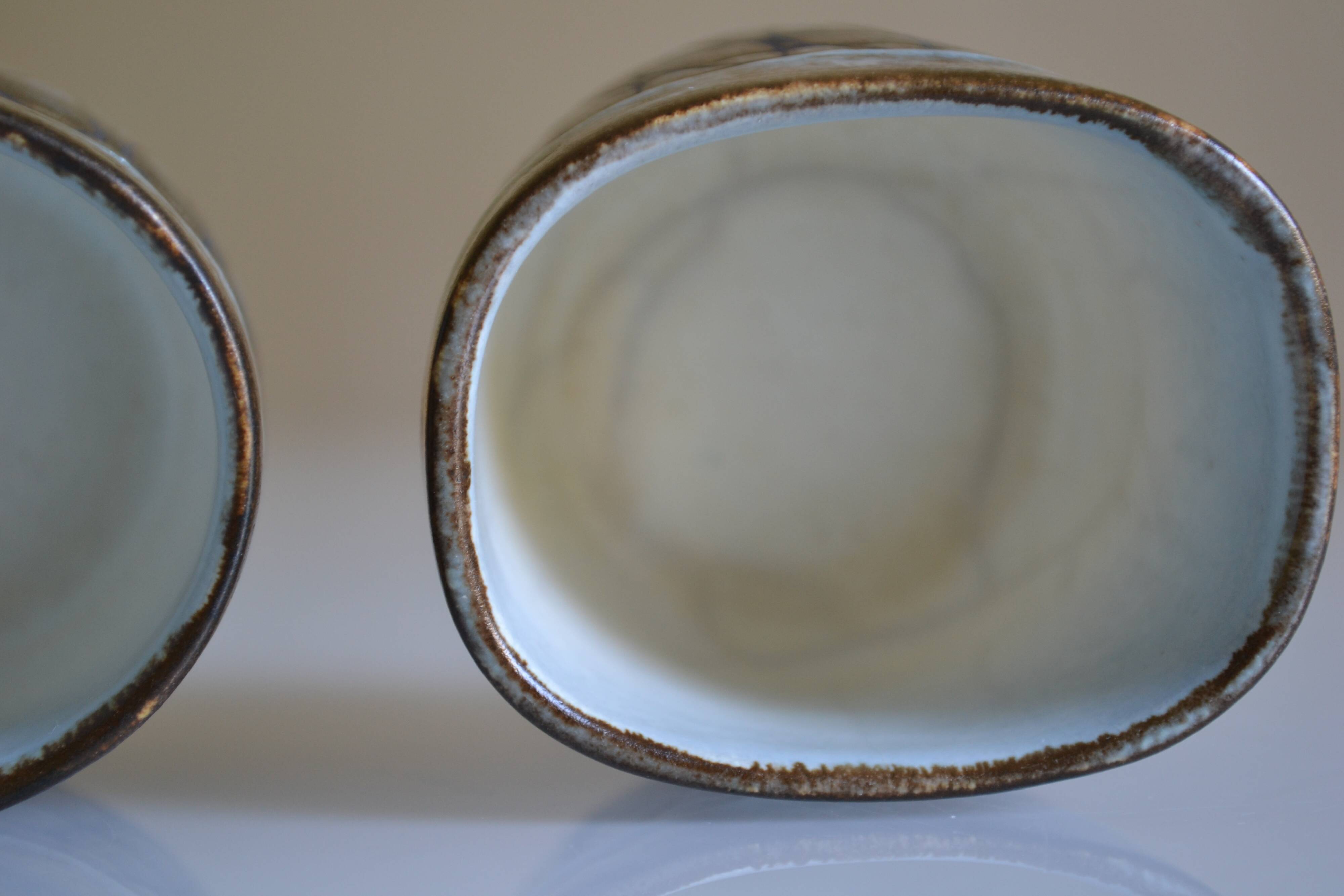 Set of 2 ceramic cups or mugs from the 1950s 1960s signed Rigal