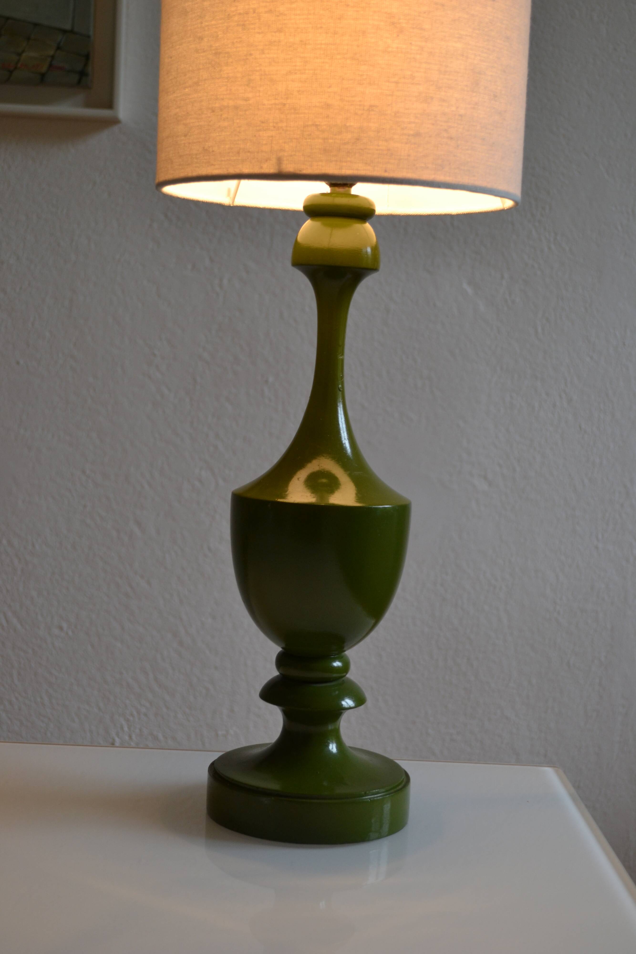 Vintage olive green lamp base circa 1970
