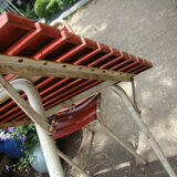 Garden table and two vintage canvas chairs 50/60