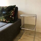 70's chrome pedestal side table