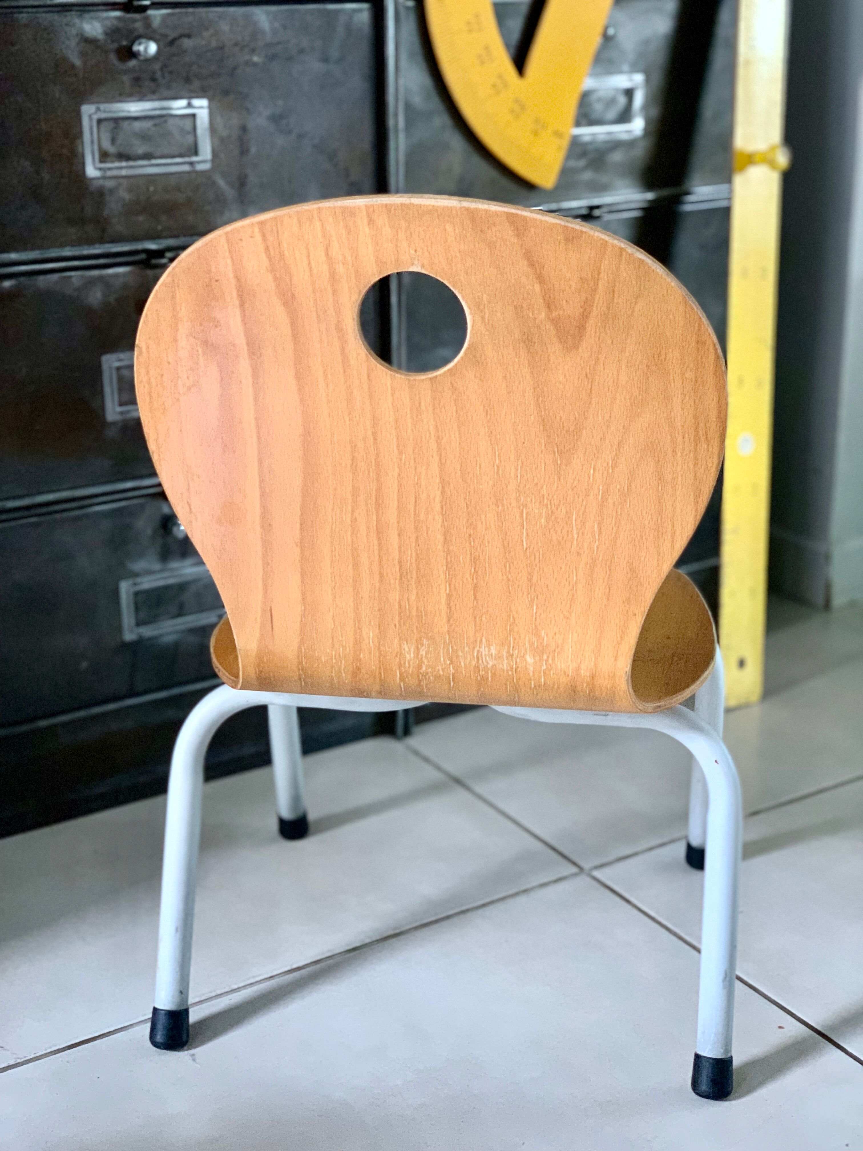 Chaise enfant bois et metal