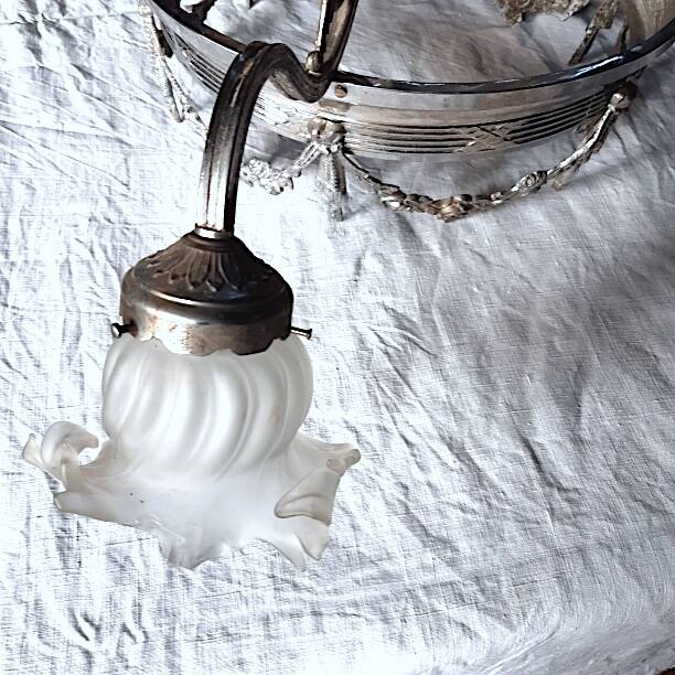 large chandelier 1900 in silvered metal