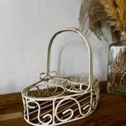 Beige cream metal basket shabby chic